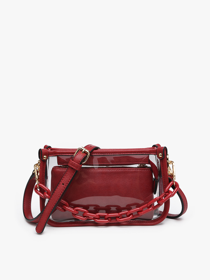 Jen &amp; Co. - Jessica Stadium Clear Crossbody Bag – Chain Strap | M2226CR