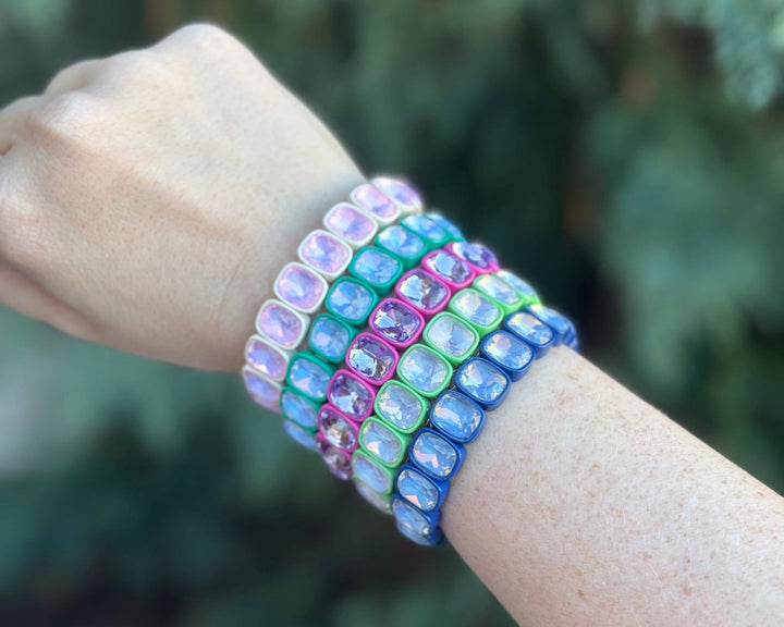 Taylor Elliott Designs - Enamel Stretch Bracelet - Square Gems - Layla -