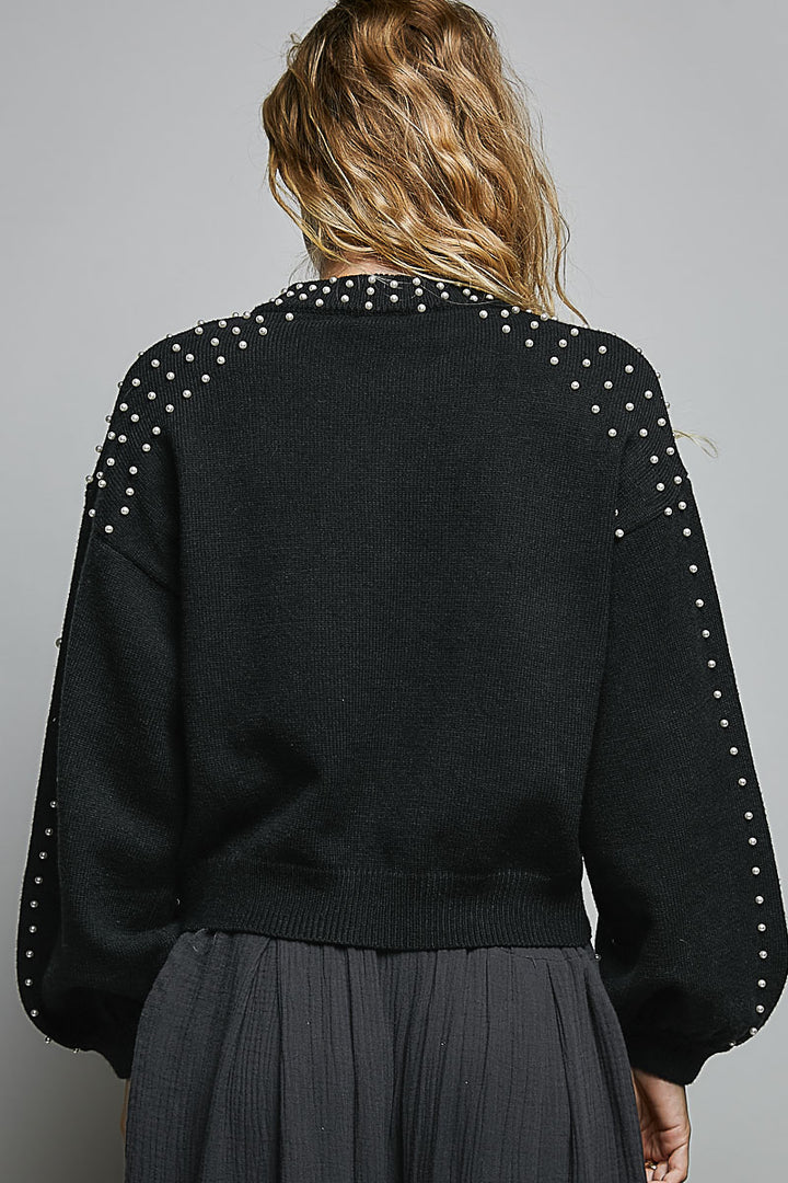 POL CROPPED BALLOON SLEEVE SWEATER