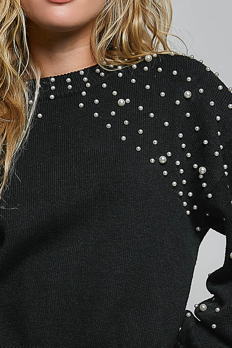 POL CROPPED BALLOON SLEEVE SWEATER