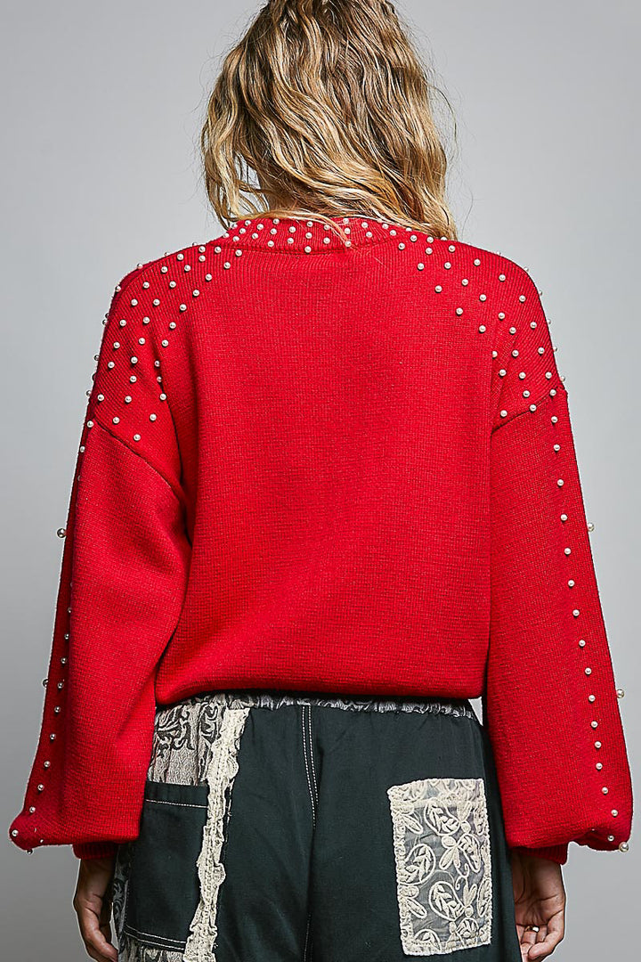 POL CROPPED BALLOON SLEEVE SWEATER