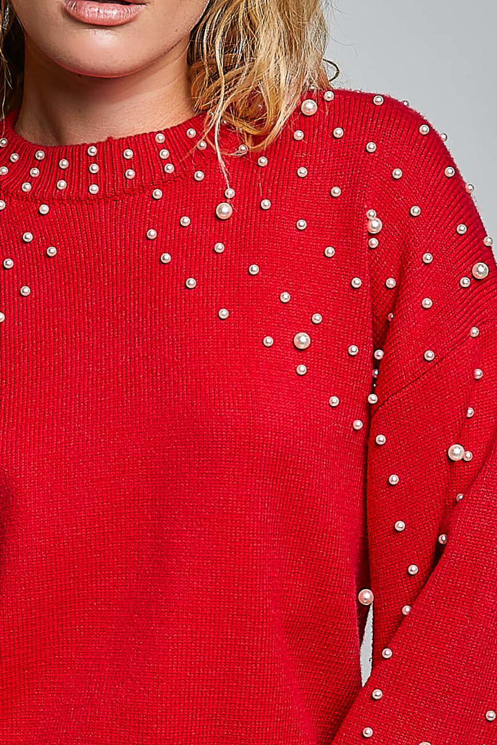POL CROPPED BALLOON SLEEVE SWEATER