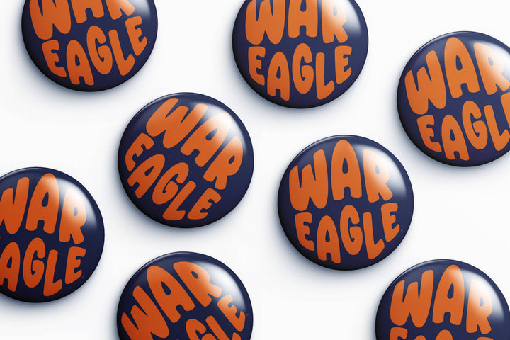 Auburn War Eagle Bubble Letter Button