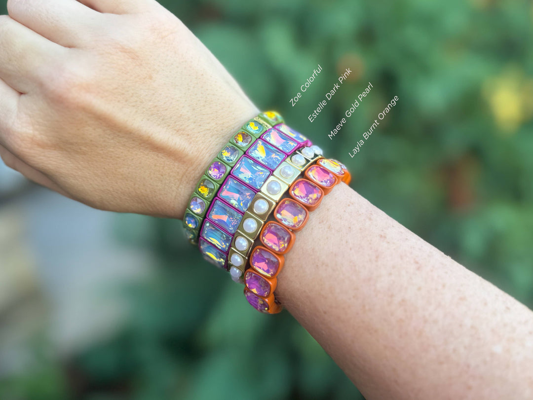 Taylor Elliott Designs - Enamel Stretch Bracelet - Earth Tone Colors -