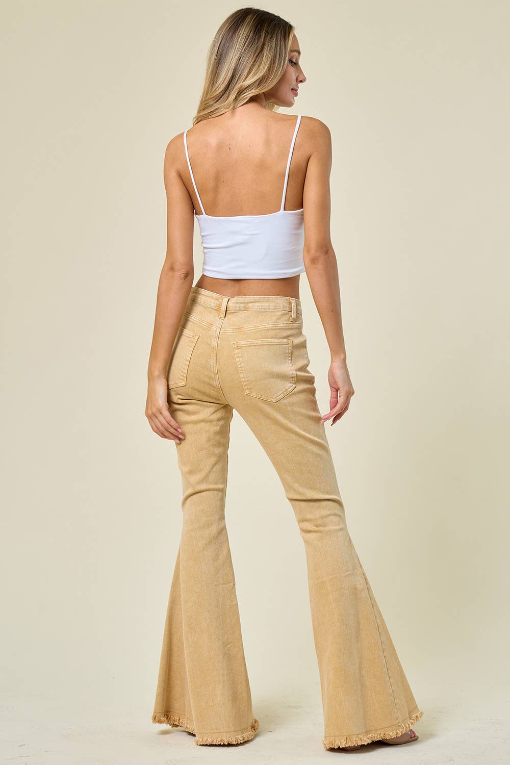 Saints &amp; Hearts - SIP6106G SAND - WESTERN STYLE ACID WASH FLARES WITH POCKETS