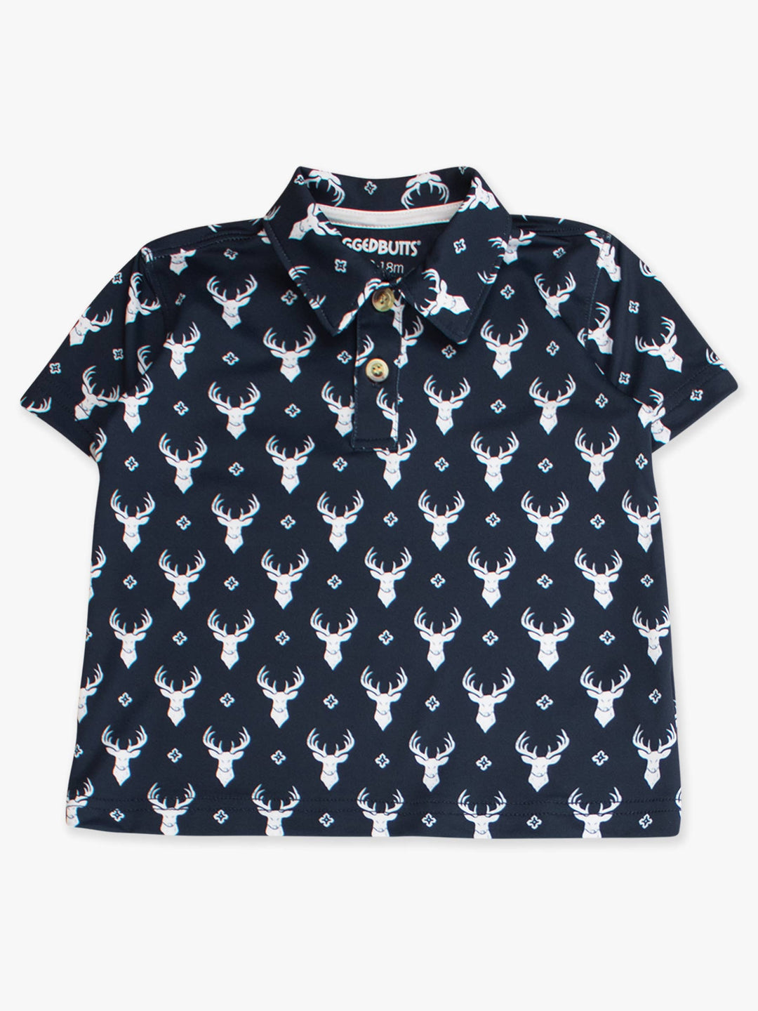 RuffleButts  - Boys Little Deer Lodge Knit Short Sleeve Performance Polo