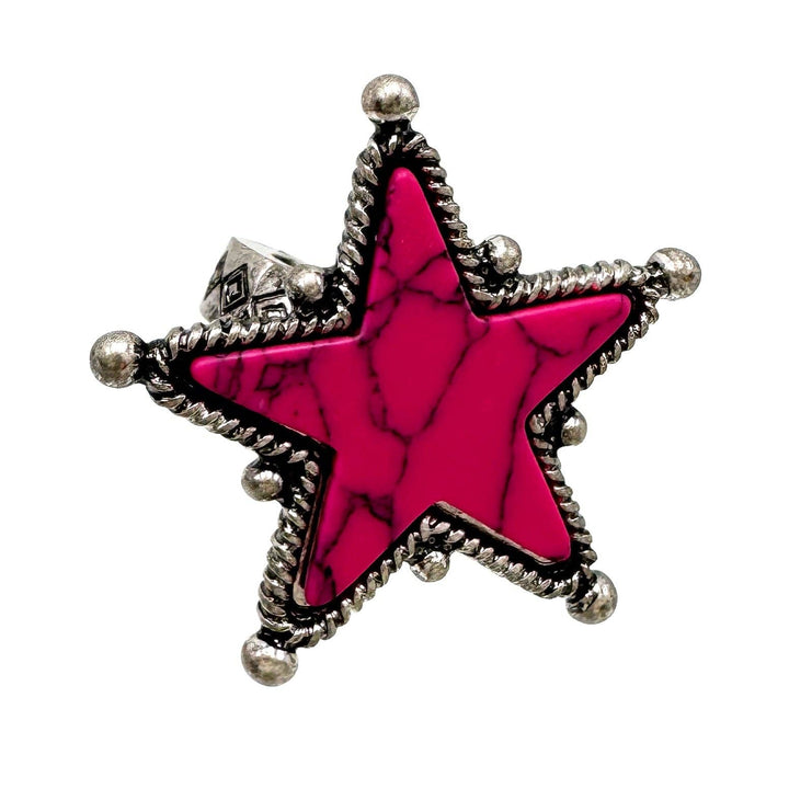 Lunar Deer - Large Star Turquoise Stone Western Stretch Ring
