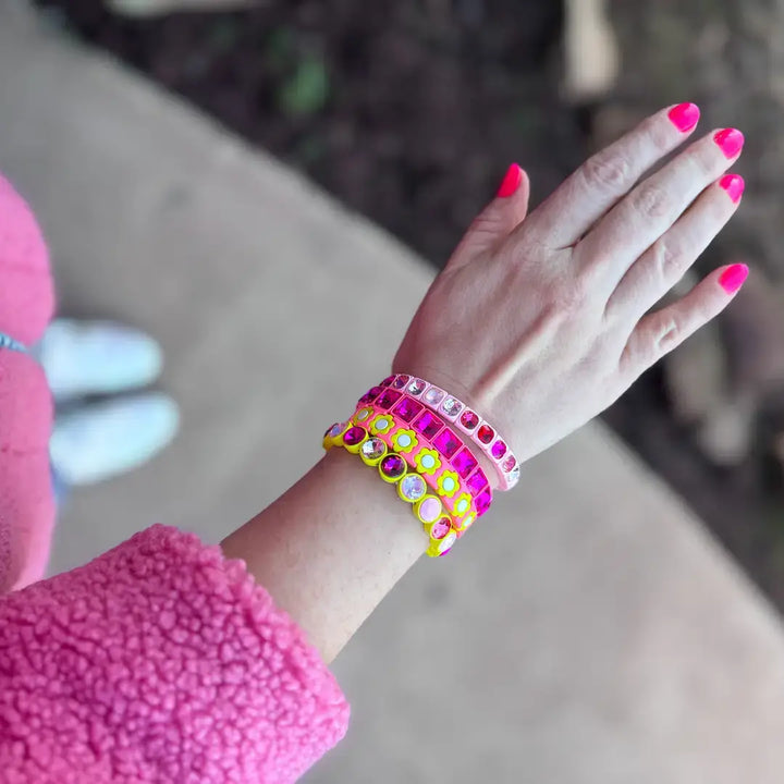 Taylor Elliott Designs - Enamel Stretch Bracelet - Square Gems - Libby -