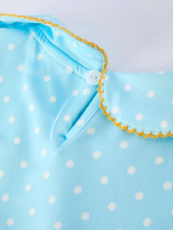 Back to School Polka Dot Girls Dress Pencil Bow Applique