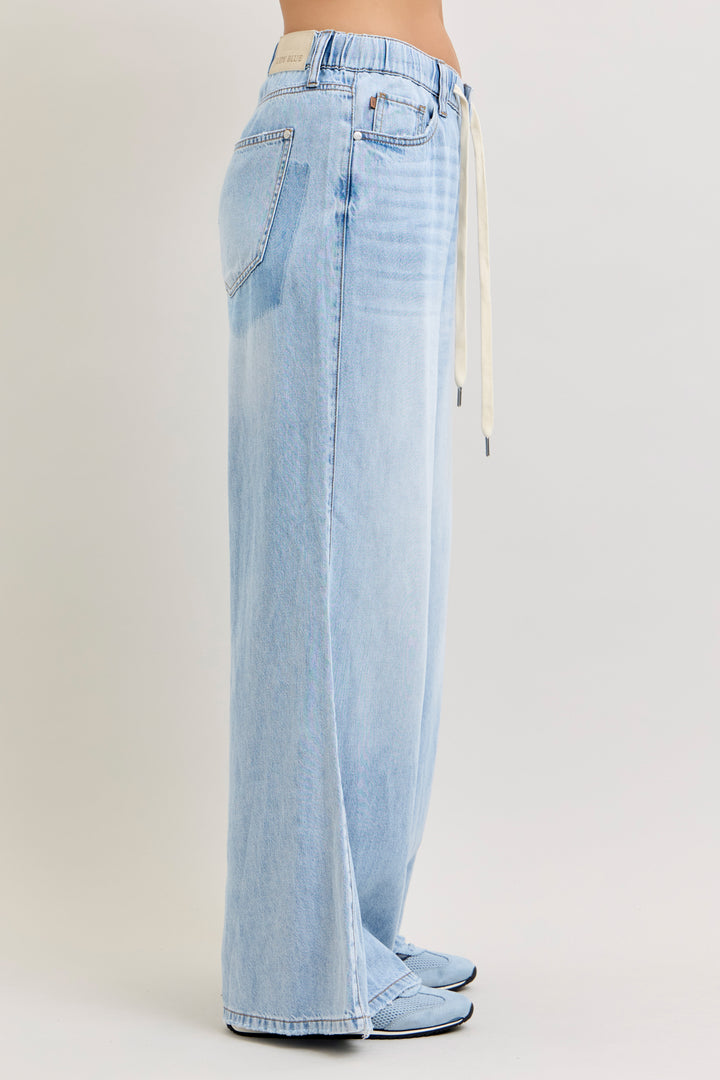 Judy Blue HW Featherweight Palazzo Shadow Light pkts W/ Elastic WB