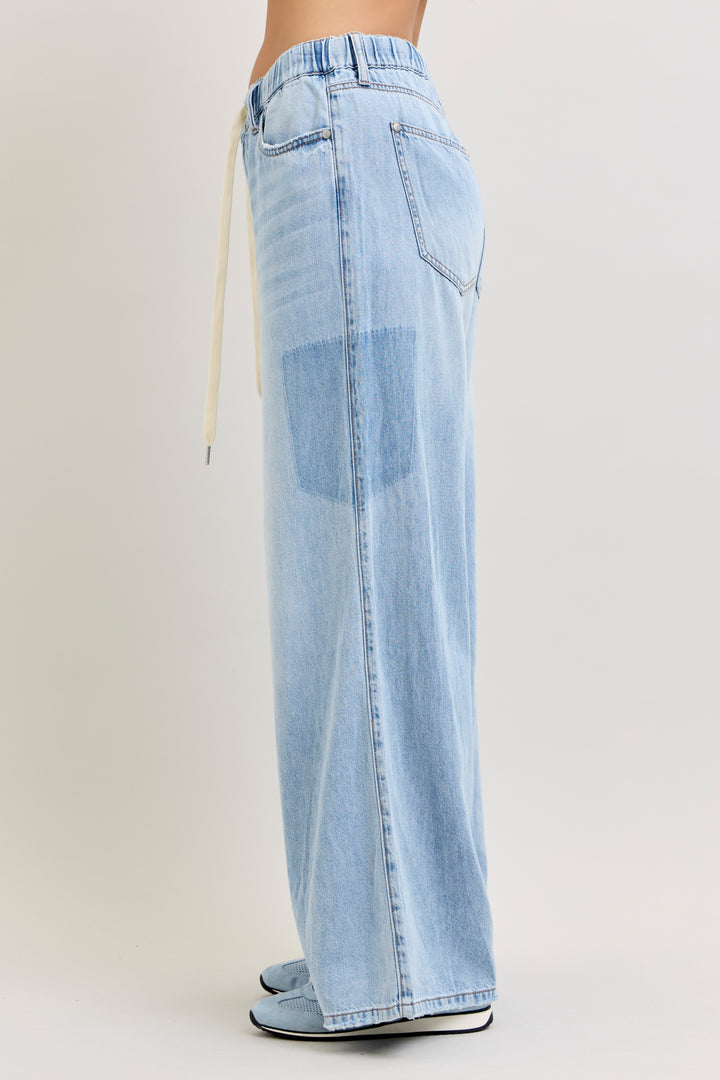 Judy Blue HW Featherweight Palazzo Shadow Light pkts W/ Elastic WB
