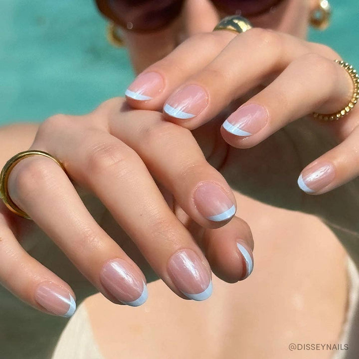 Glamnetic - Into Blue Press-On Nails|Short Oval|Light Blue Glazed French
