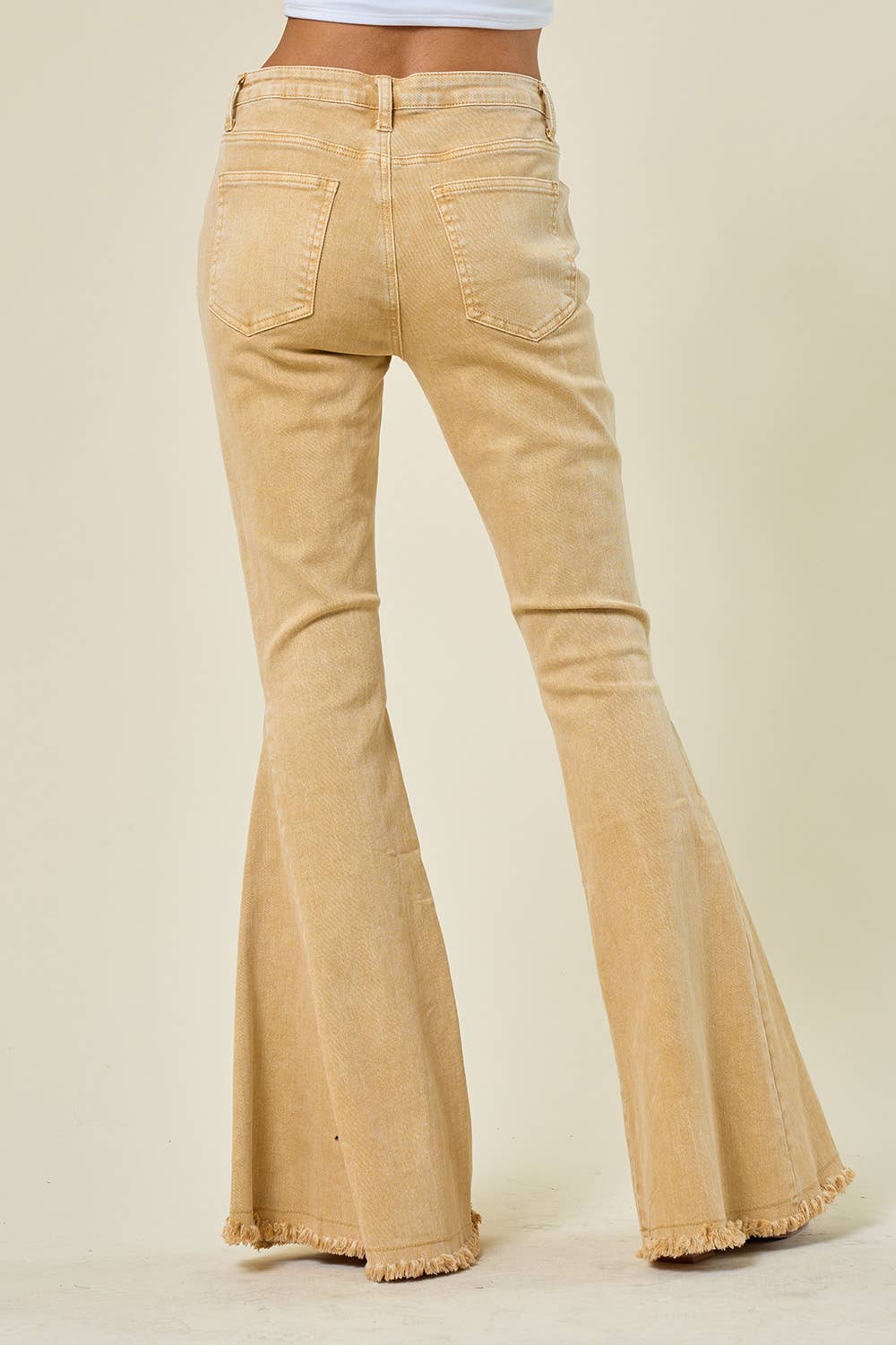 Saints &amp; Hearts - SIP6106G SAND - WESTERN STYLE ACID WASH FLARES WITH POCKETS