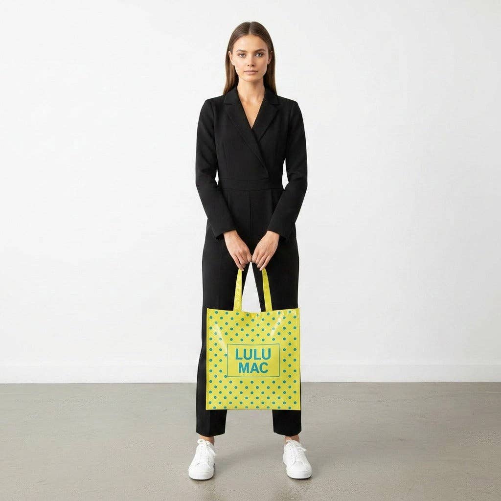 LULU MAC   REUSABLE TOTE -BUTTER BLUE DOT