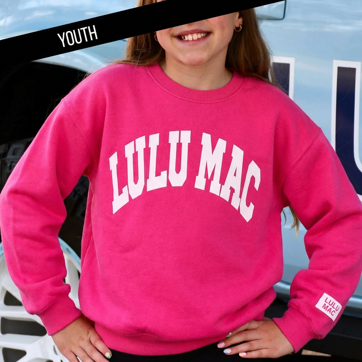 LULU MAC  HOT PINK WITH WHITE PUFF