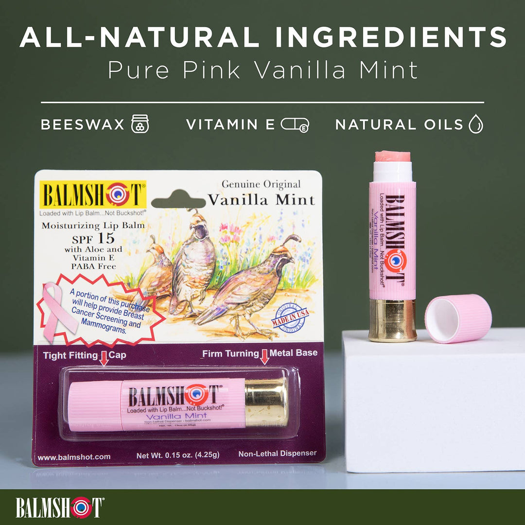 BALMSHOT Lip Balm - Shotgun Shell Lip Balm | Vanilla Mint | SPF 15