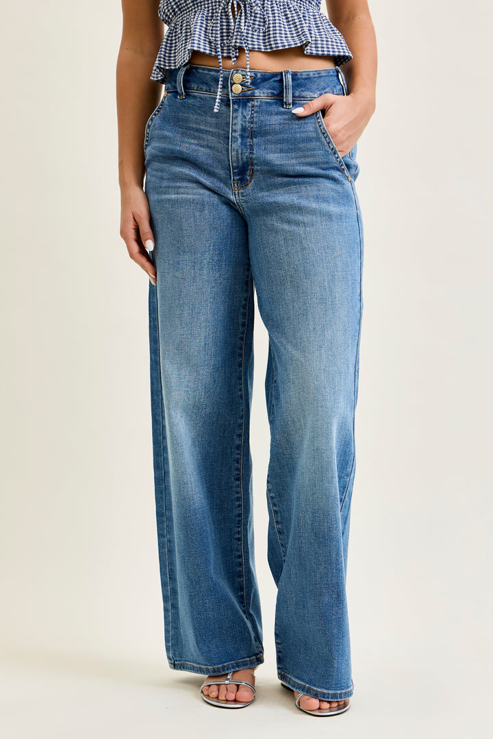 JUDY BLUE HW Column W/ Trouser Styling (Multi Inseam)