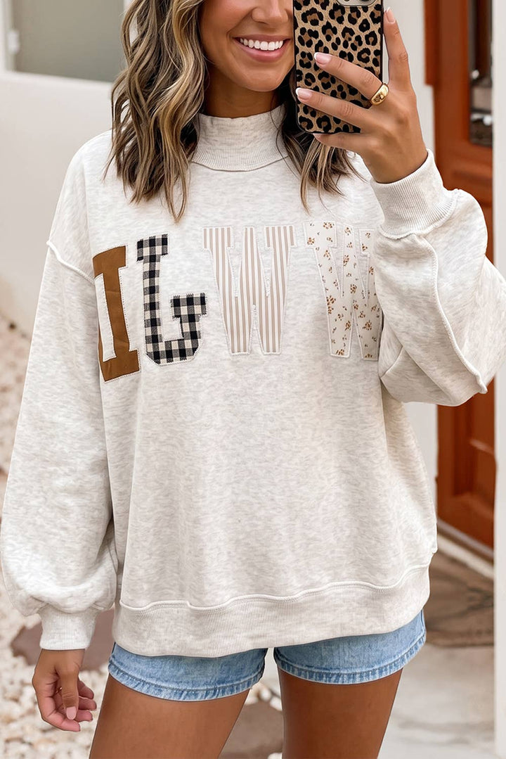 Little Daisy Closet - F/W26 WWJD Embroidered Patch Mock Neck Sweatshirt| S-4X