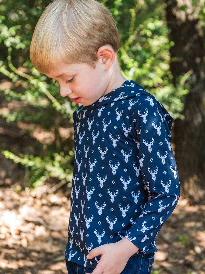RuffleButts  - Boys Little Deer Lodge Knit Short Sleeve Performance Polo