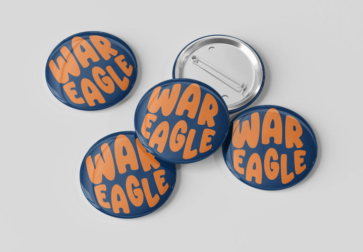 Auburn War Eagle Bubble Letter Button