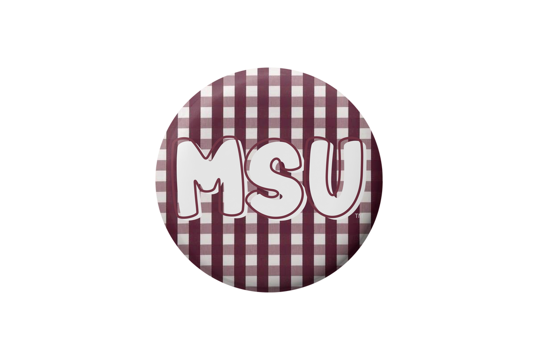 Mississippi State Gingham Button