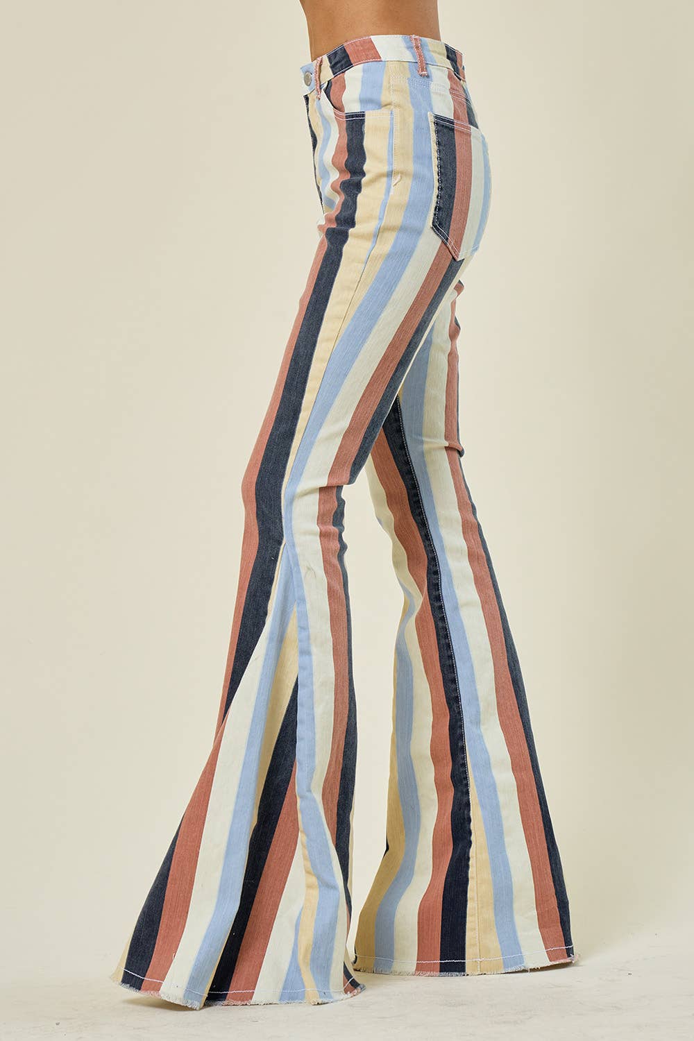 Saints &amp; Hearts - SIP6145A YELLOW MULTI STRIPED WESTERN FLARED BOTTOMS