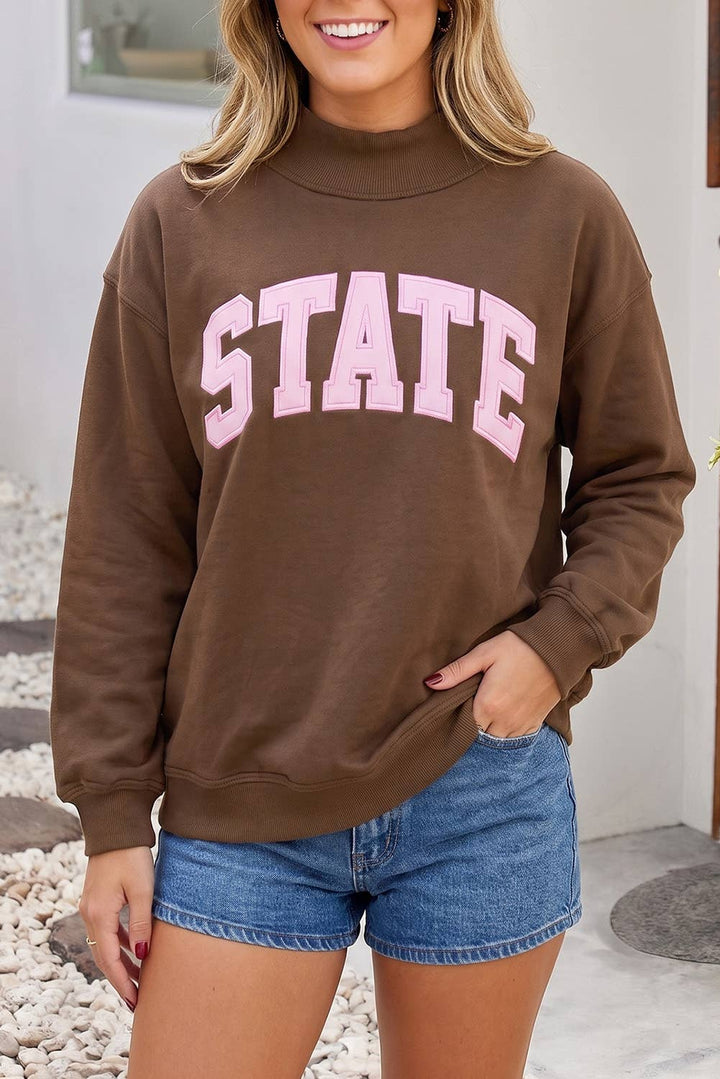 Little Daisy Closet - LDC Casual Colorblock Mock Neck Shift Pullover Sweatshirt