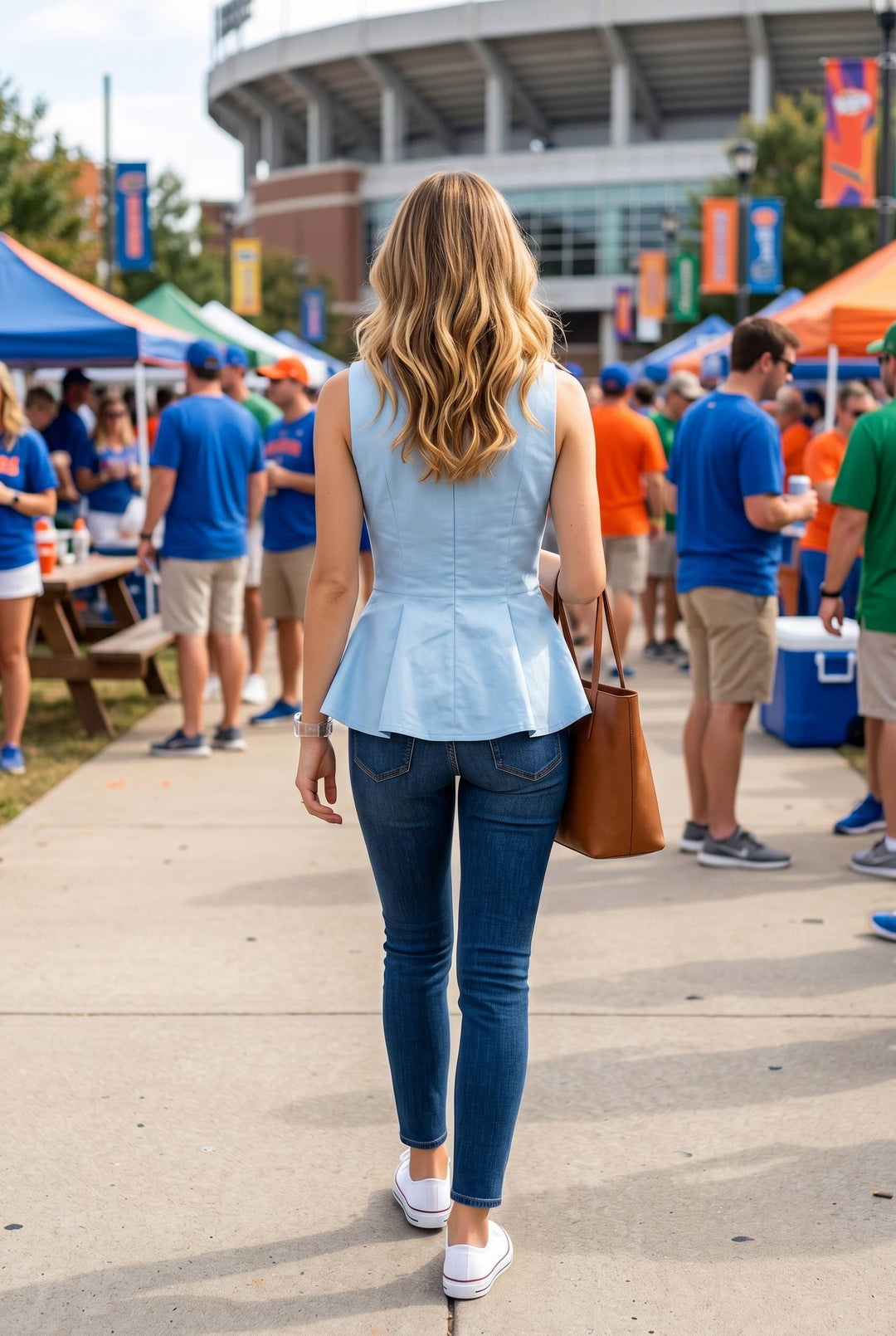 Gameday Boat neckline fit and flare sleeveless top