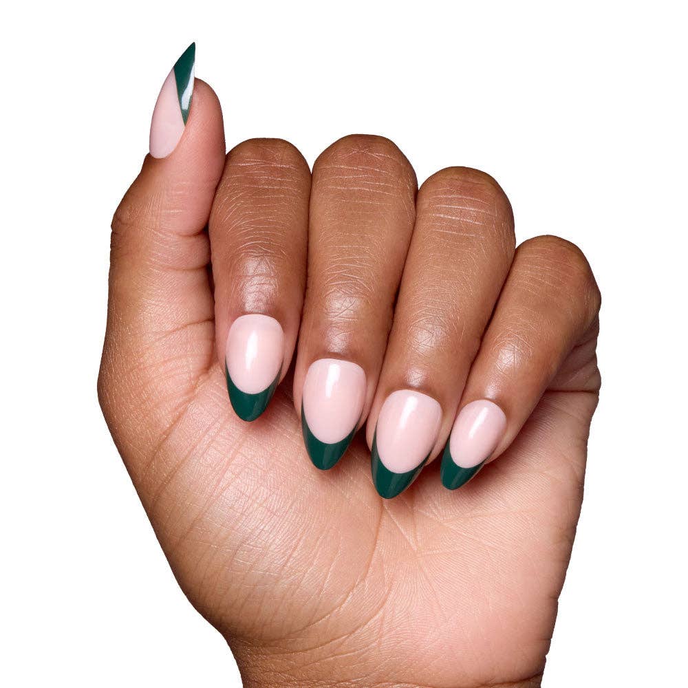 Glamnetic - Château Press-On Nails | Green French Tip | Short Almond