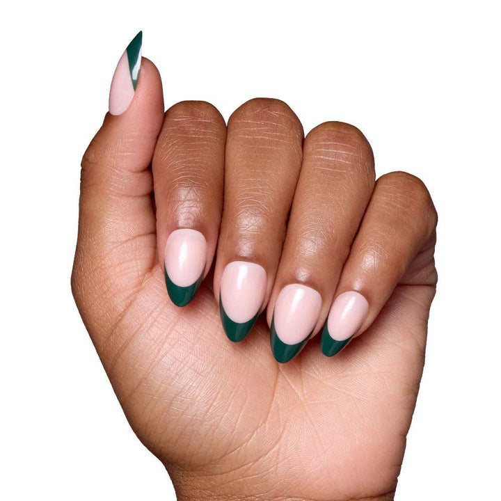 Glamnetic - Château Press-On Nails | Green French Tip | Short Almond