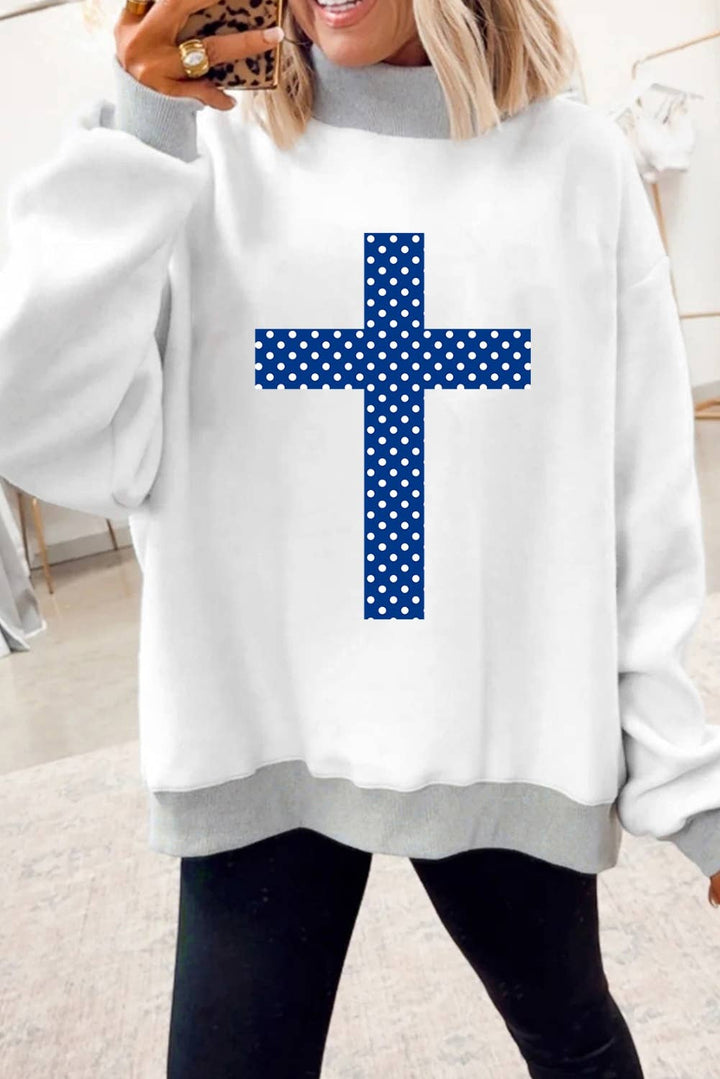 Little Daisy Closet - LDC Polka Dot FAITH Print Mock Neck FAIT Shift Top