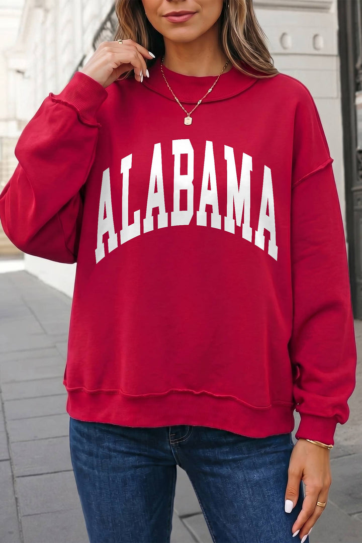 ALABAMA/ AL Letter Mock Neck Reversible Sweatshirt | S-XL