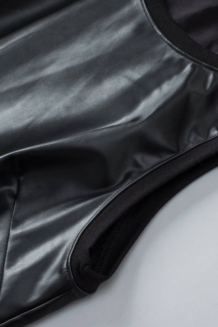 Black Faux Leather  Top
