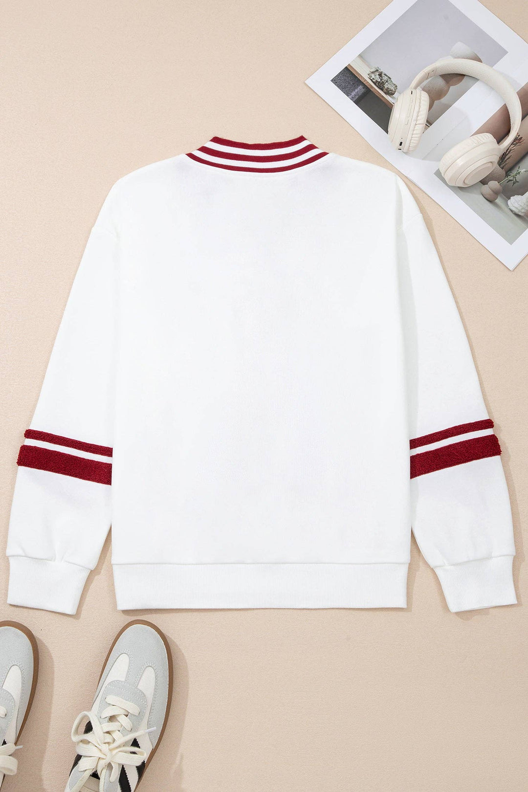 Varsity Letter Patch V Neck Football Game Day Sweatshirt
