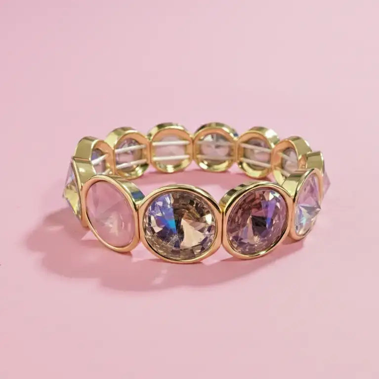 Taylor Elliott Designs - Enamel Stretch Bracelet - Rounded Gems - Elise -