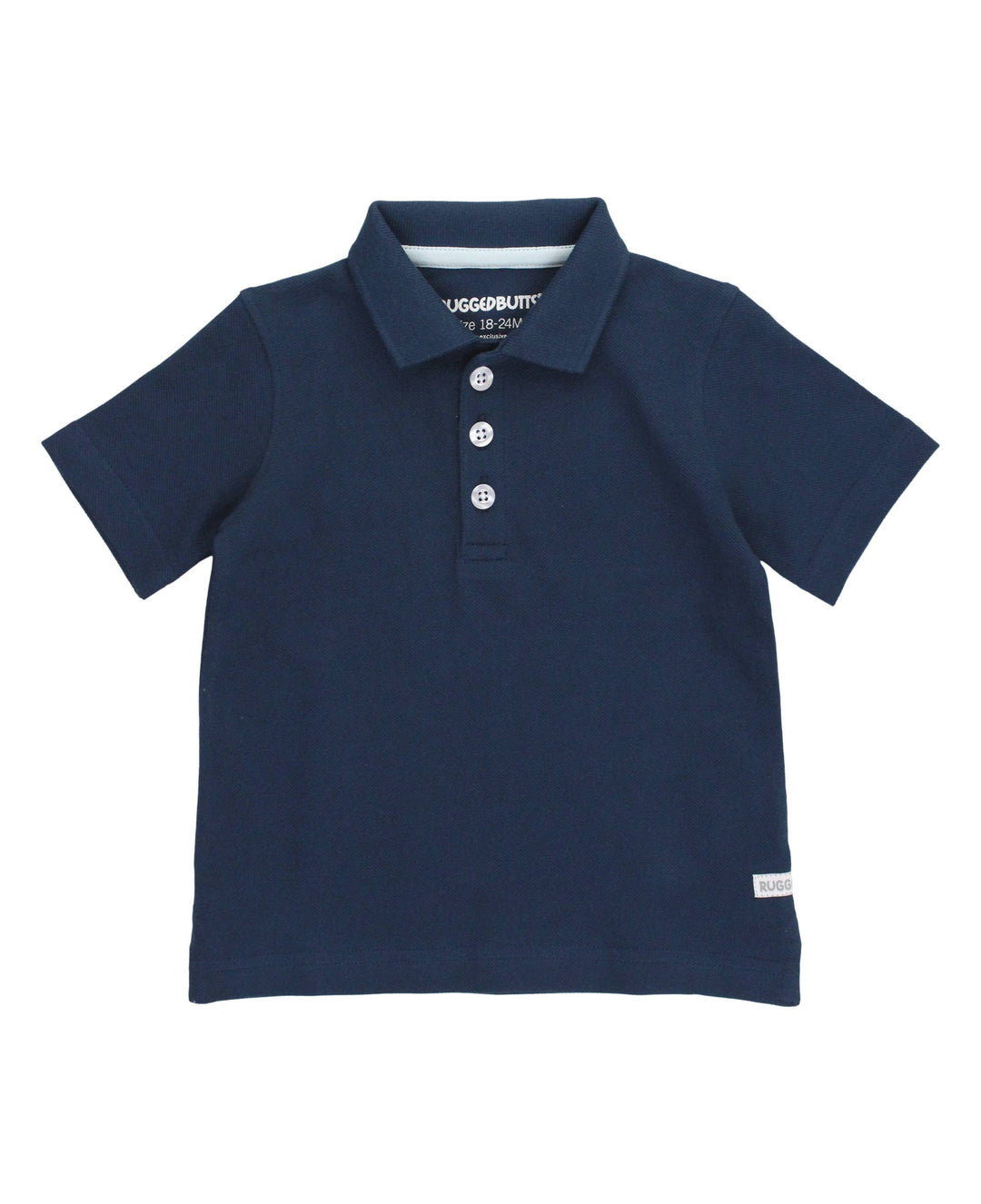 RuffleButts  - Boys Dark Navy Pique Short Sleeve Polo Shirt