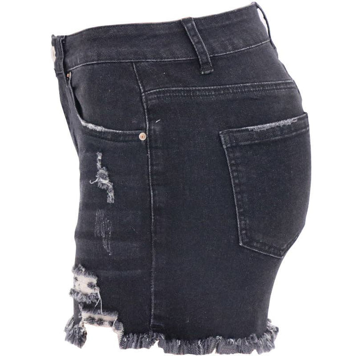 High Rise Distressed Denim Shorts for Women