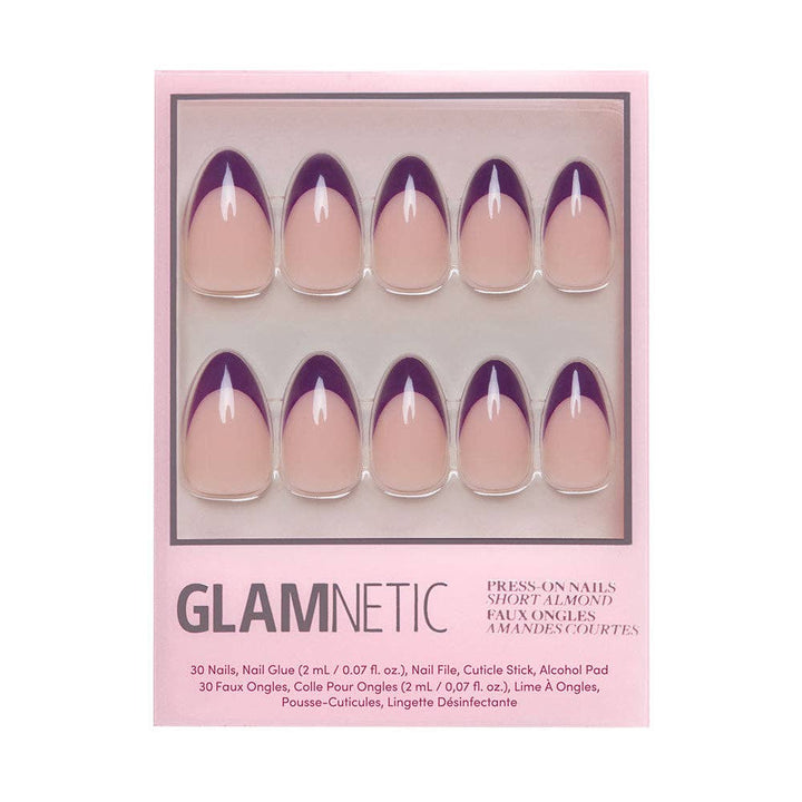 Glamnetic - Plum Press-On Nails | Purple French Tip | Short Almond
