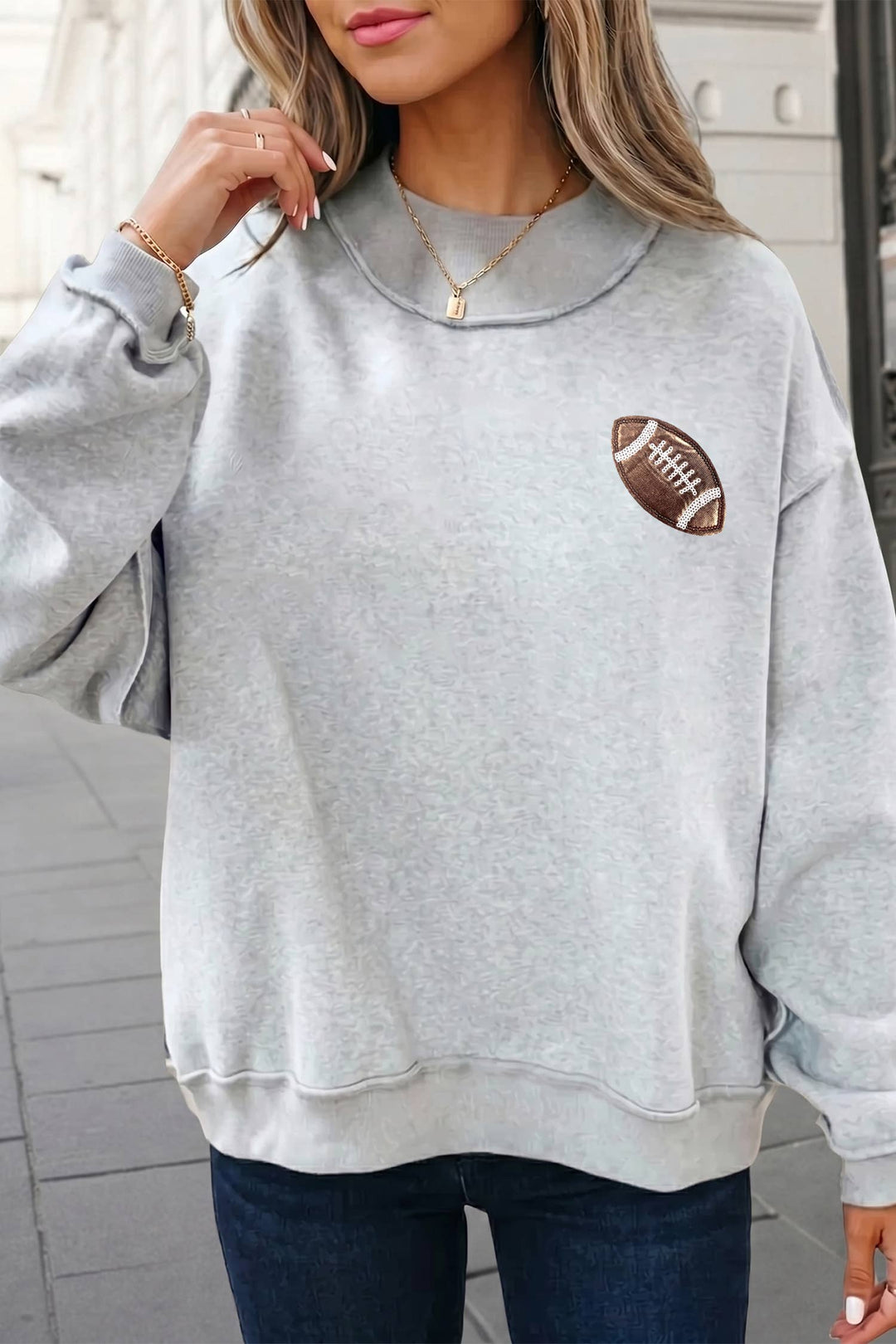 Game Day Letter Mock Neck Reversible Sweatshirt