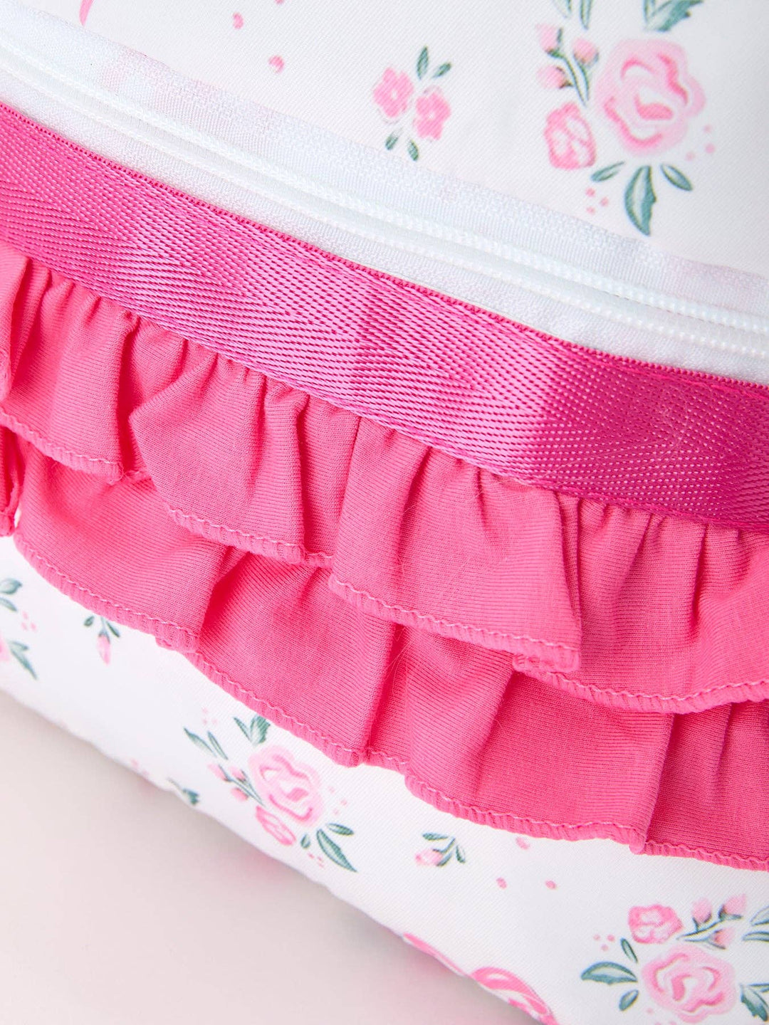 Floral Bow Print Girls Backpack Ruffle Bag