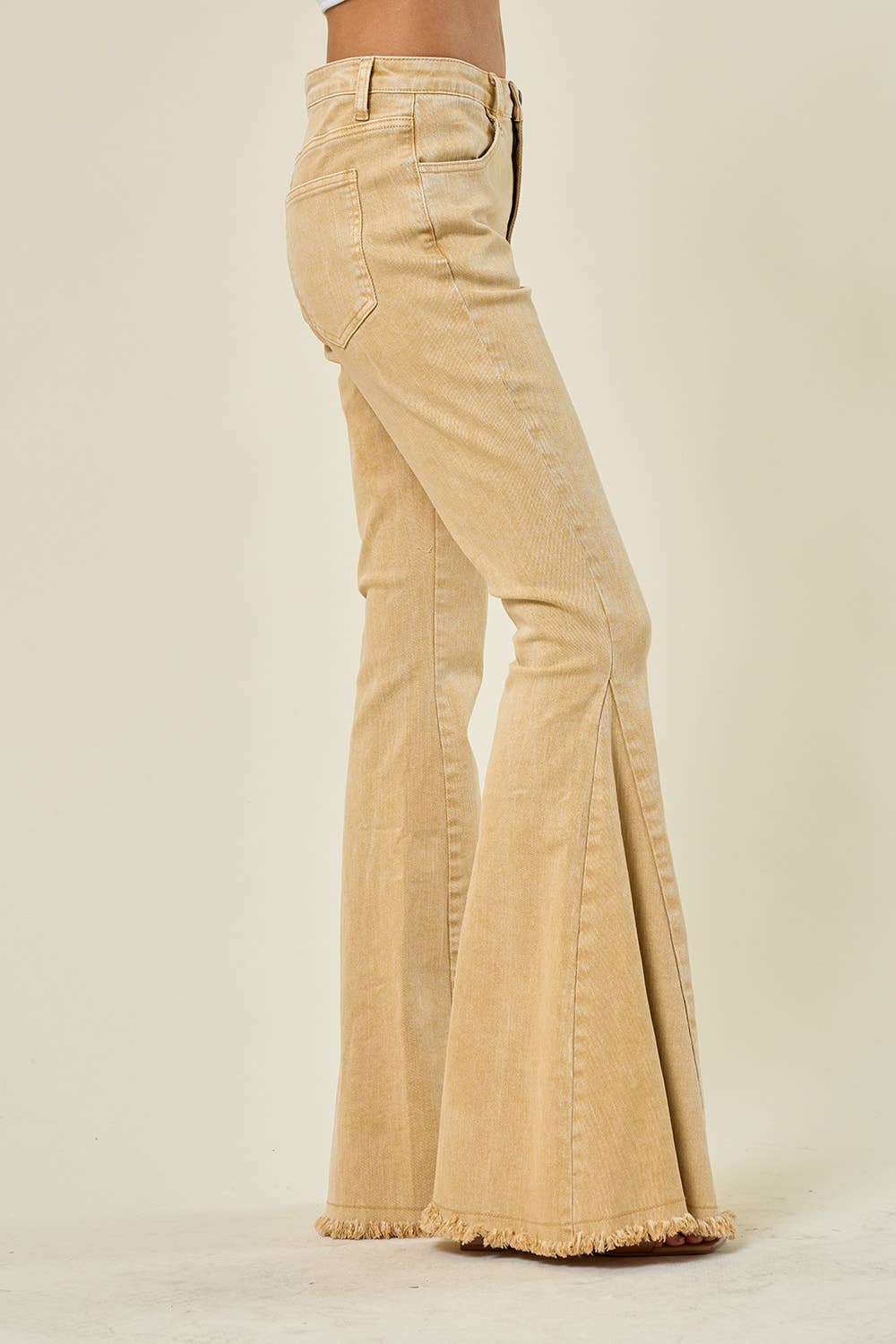 Saints &amp; Hearts - SIP6106G SAND - WESTERN STYLE ACID WASH FLARES WITH POCKETS