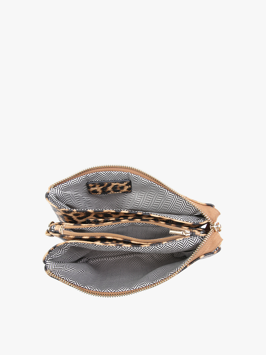 Jen &amp; Co. - Riley Leopard 3 Compartment Crossbody/Wristlet
