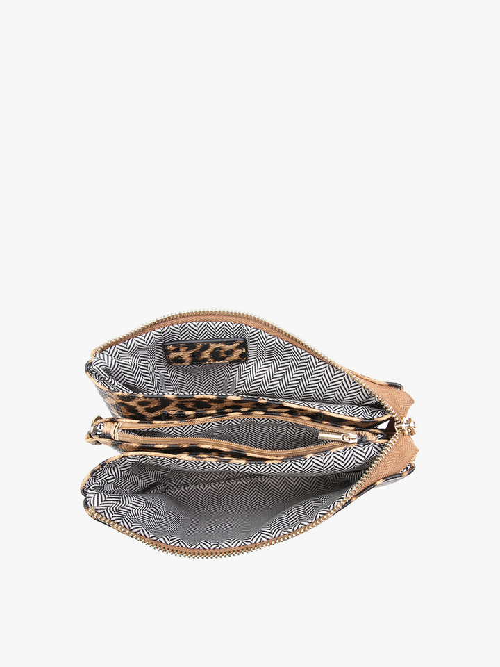 Jen &amp; Co. - Riley Leopard 3 Compartment Crossbody/Wristlet