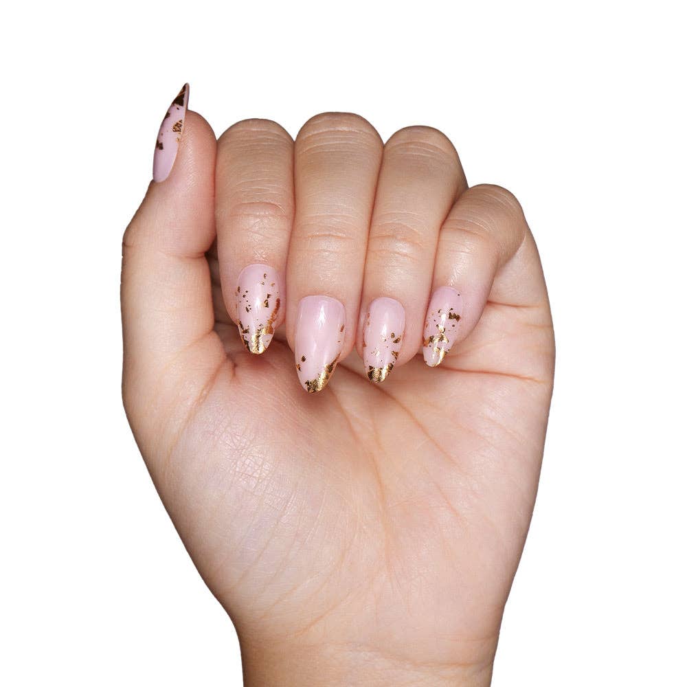 Glamnetic - 24K Press-On Nails|Gold Foil Accent| Short Almond Length
