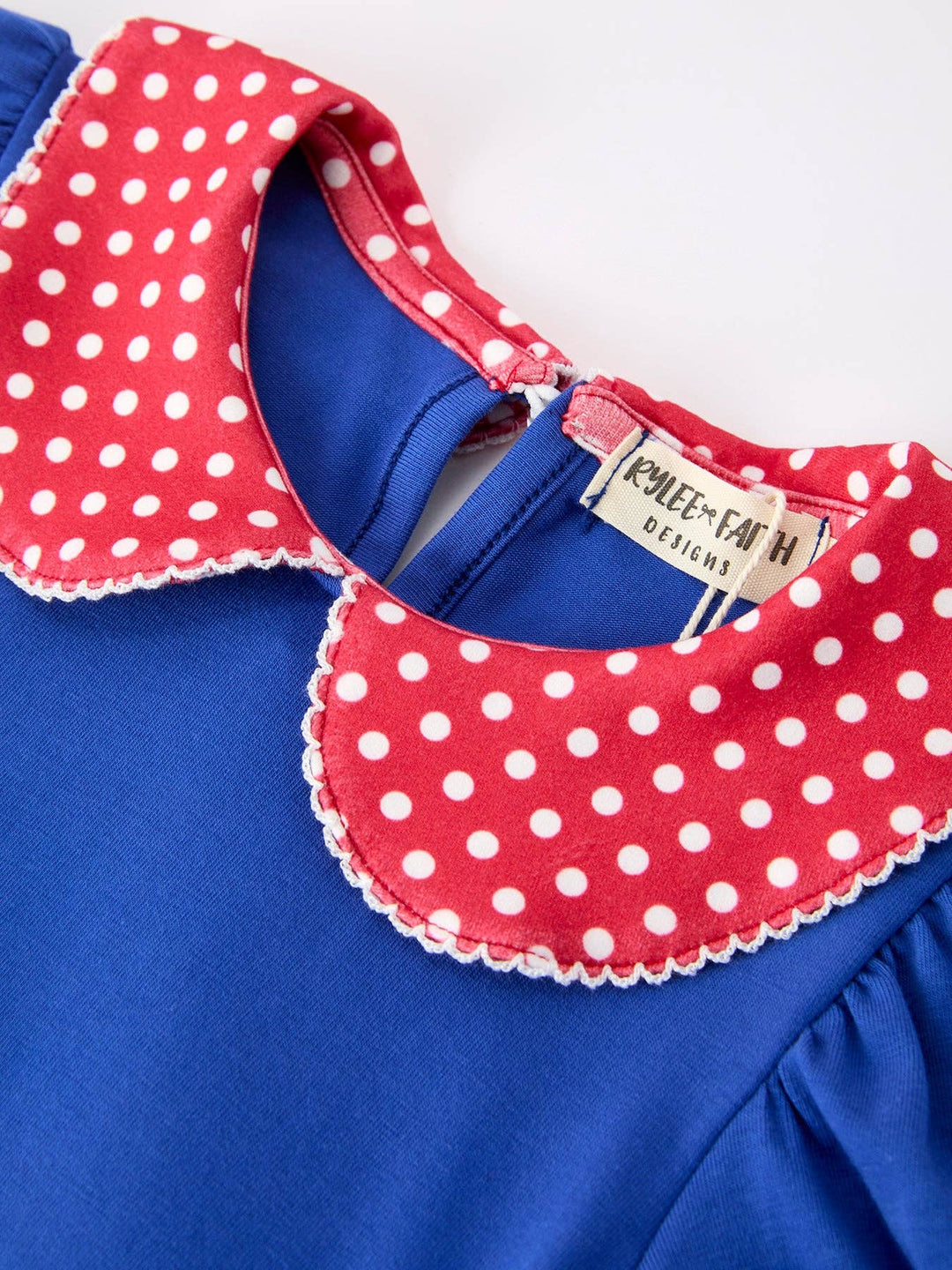 Girls Back To School Apple Polka Dot Petals Collar Bow Dress