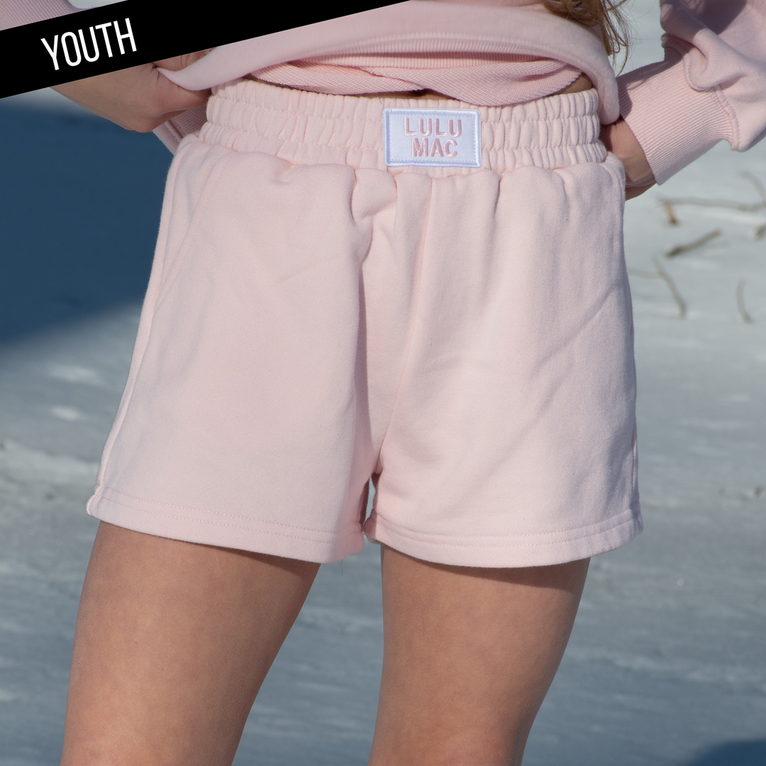 Girlie Girl Originals - KD-TP-1001 KID LONGSLEEVE TERRY CLOTH TOP AND SHORTS SET -LIGHT PINK