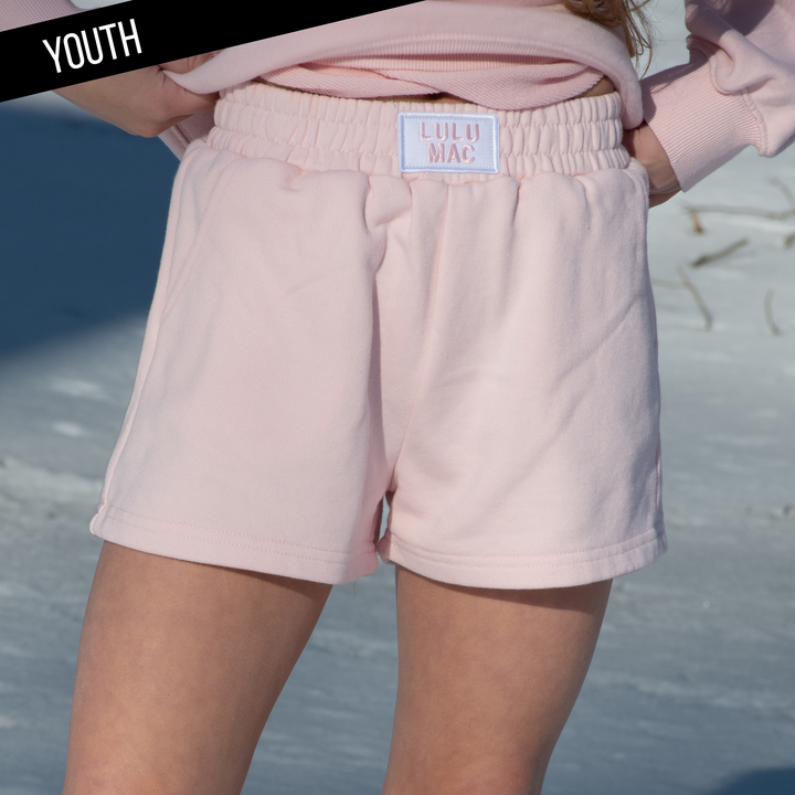 Girlie Girl Originals - KD-TP-1001 KID LONGSLEEVE TERRY CLOTH TOP AND SHORTS SET -LIGHT PINK