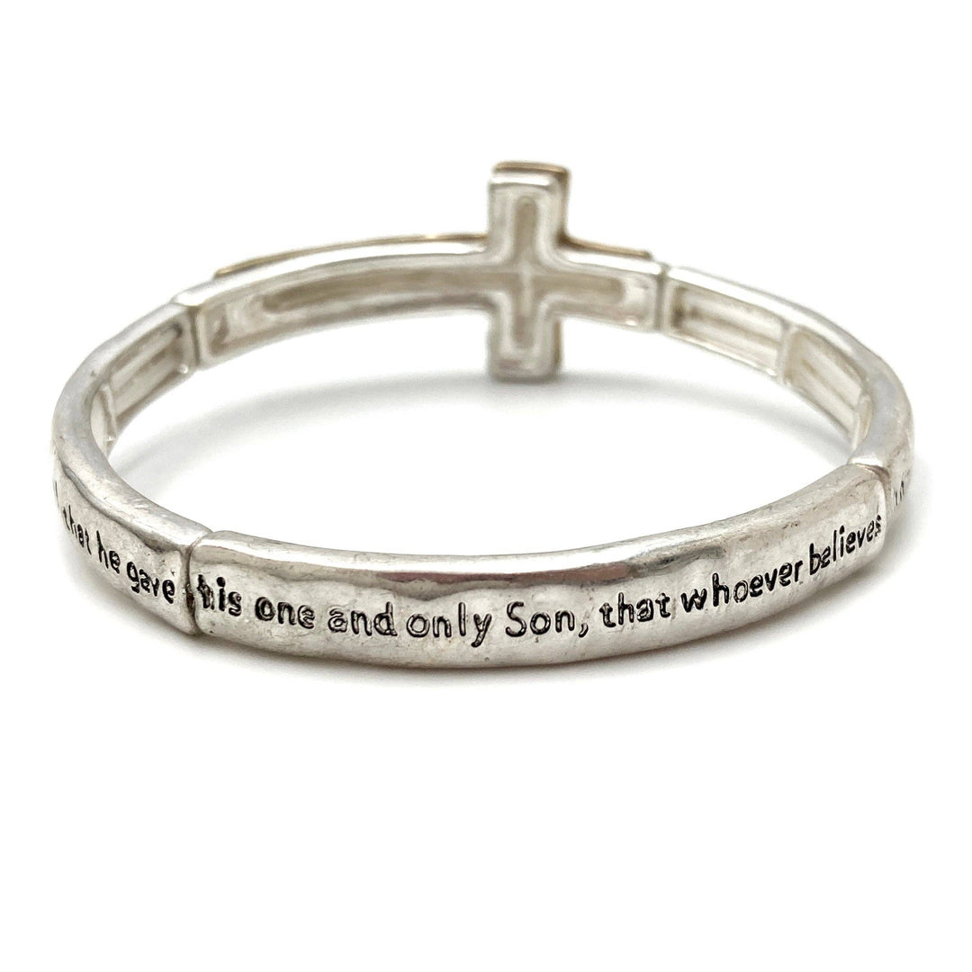 Lunar Deer - Engraved Cross John 3:16 Stretch Bracelet