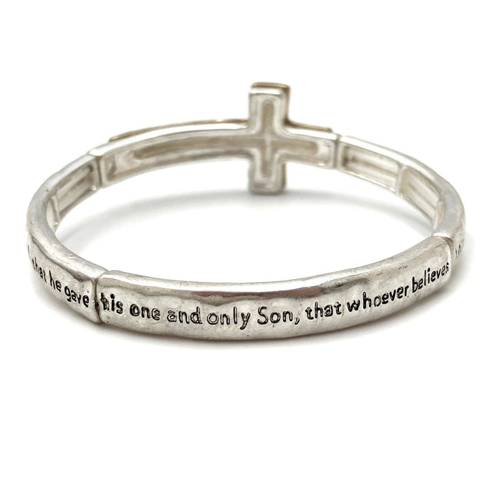 Lunar Deer - Engraved Cross John 3:16 Stretch Bracelet