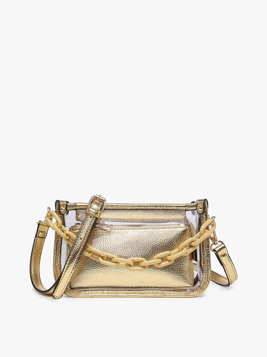 Jen &amp; Co. - Jessica Stadium Clear Crossbody Bag – Chain Strap | M2226CR